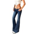 thumbnail image 3 of Bootcut Jeans for Women Y2K Baggy Stretchy Low Waisted Vintage Flare Jeans Button Closure Trendy Versatile Wide Leg Denim Pants with Pockets Sky Blue M, 3 of 7