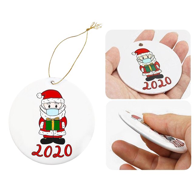 Adorno de Navidad con impresión de dos cara, de ornamentos navideños con garantía personalizada, colgantes de árbol de Navidad con estilo 3 BLESIY círculo colgante de navidad colgante
