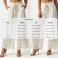 thumbnail image 2 of Squevariel Womens Cotton Linen Pants Lace Comfy Wide Leg Trousers Solid Color Loose Drawstring Elastic Waist Pants, 2 of 5