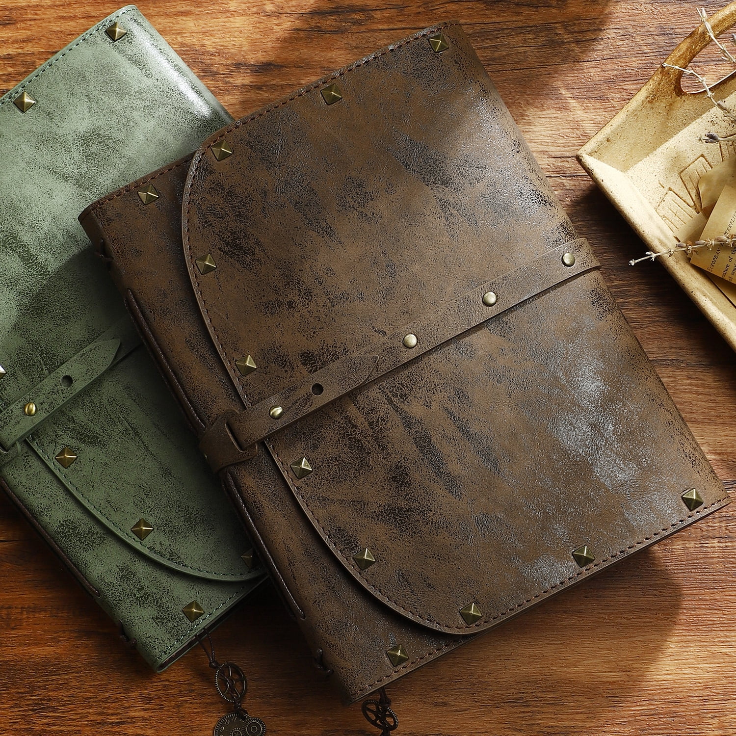 Notebook/Journal for Women Men 288 Pages A5 Hardcover Leather Journals for Writing,Travel,Business,Work & School,College Ruled Notebooks for Note Taking, Diary Notepad 7.3"×9.3" Khaki