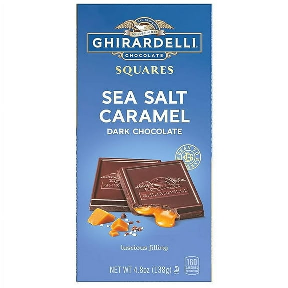 GHIRARDELLI Sea Salt Caramel Dark Chocolate Squares Bar, 4.8 Oz Bar