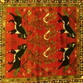 thumbnail image 1 of Ahgly Company Machine Washable Indoor Square Persian Yellow Traditional Area Rugs, 4' Square, 1 of 4