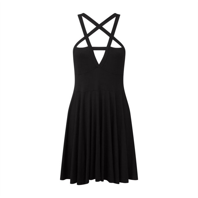 Sonducket Sexy Slip Dress Color sólido Spaghetti Strap Elegante con cuello en V Slim Sundress vacaciones Fiesta de cumpleaños Mujer Ropa de Vestidos L