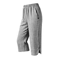 thumbnail image 3 of Women High Waist Casual Wide Leg Long Pants Plaid Capri Pants with Pockets Elastic Waist Beach Trousers Pants, 3 of 6