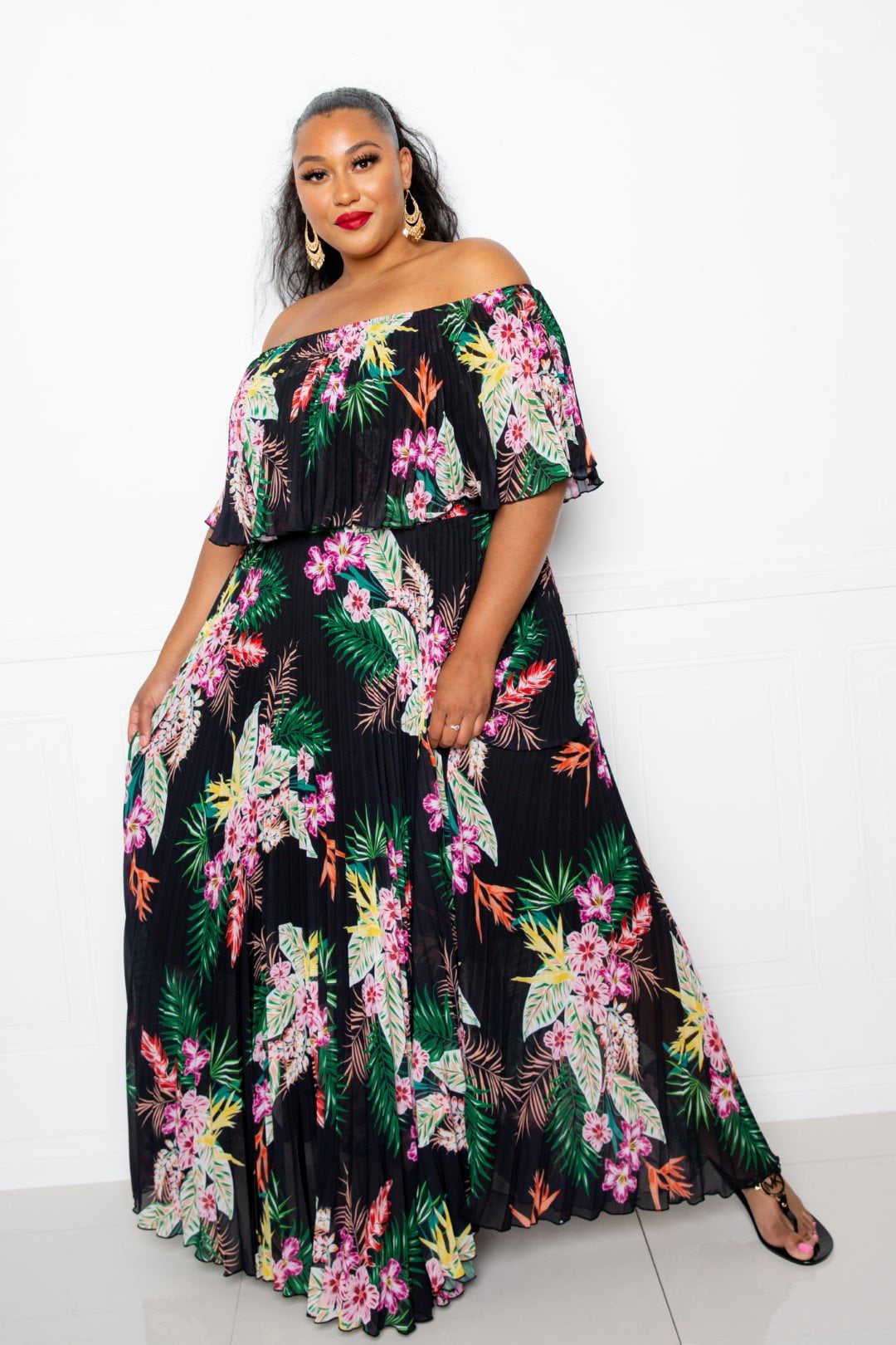 Tropical maxi dress plus size Clearance