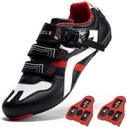Mens Road Cycling Shoes - Road Biking Shoes with Cleats , Fit for Peloton Bike Shoes , Mesh Cycling Shoes Compatible with Look Delta SPD/SPD-SL Fit for Road Racing