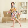 thumbnail image 4 of FORMRS Niños Bathrobe Unisex Hooded Robe Soft Plush Pajamas Sleepwear, Size 10-12T, Art Geometric, 4 of 7
