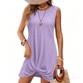thumbnail image 6 of Bxsruta Women's Sleeveless Twist Knot Tunic Dress - Casual Crew Neck Knit Summer Mini Dress, Pullover Lightweight Soft Breathable Stretchy and Comfortable Fabric for Everyday Wear, 6 of 7