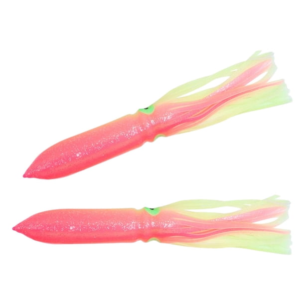 Señuelos de pesca Calamar Faldas Señuelos de pesca artificiales suaves Set Señuelos de calamar Faldas Amarillo 2 piezas