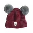 thumbnail image 3 of Toddler Kids Beanie Hat Winter Warm Double Pom Pom Beanie Cap Cute Knitted Hat for Girls Boys, 3 of 5