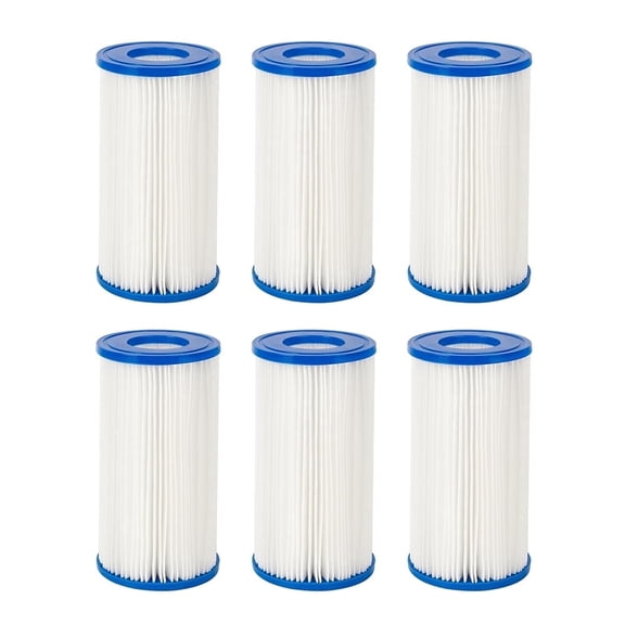 6 Pices of Universal Replacement Filter Cartridges, Type A or C - Compatible with Above Ground Swimming Pool Pumps Using Type A or C Filters - Provides Premium Clean Water Filtration