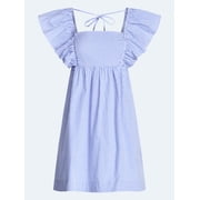 Free Assembly Women's and Women's Plus Square Neck Flutter Sleeve Mini Dress, XS-4X