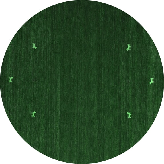 Ahgly Company Indoor Round Abstract Emerald Green Contemporary Area Rugs, 5' Round
