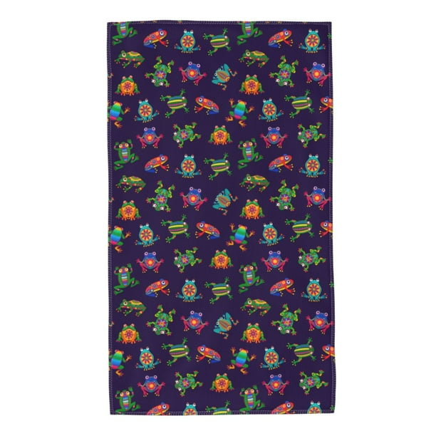 Balery Mexican Frogs Toalla de Microfibra Premium con Estampado – 27.5x16 pulgadas, Alta Absorción, Suave y Aterciopelada, Secado Rápido