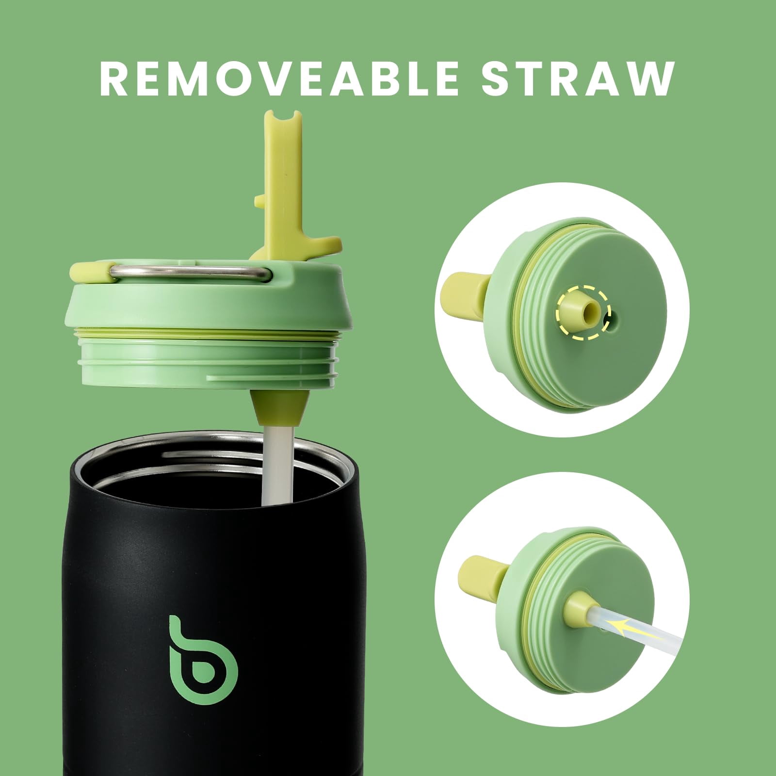 BOTTLE BOTTLE Stainless Steel Water Bottle with Straw Lid and Handle 32 oz Vacuum Insulated Cup for Sports Travel Gym Hiking, Leak-Proof Wide Mouth Water Bottles for Men,aurora green
