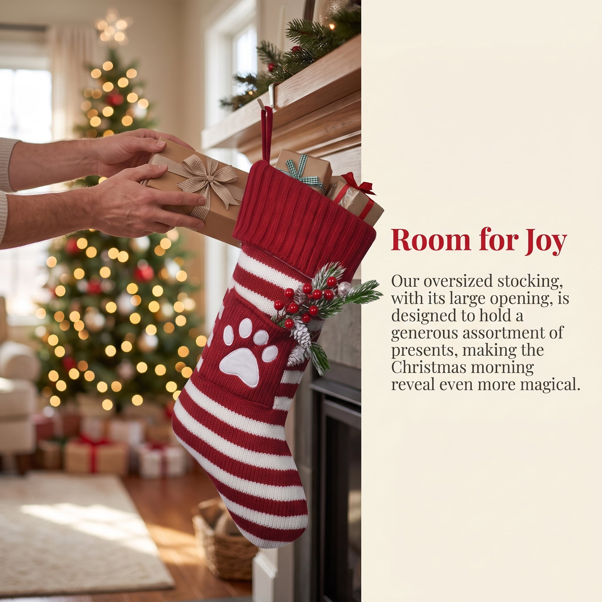 Unique Bargains Festive Christmas Stockings Luxury Cozy Lounge Accents Red 18"