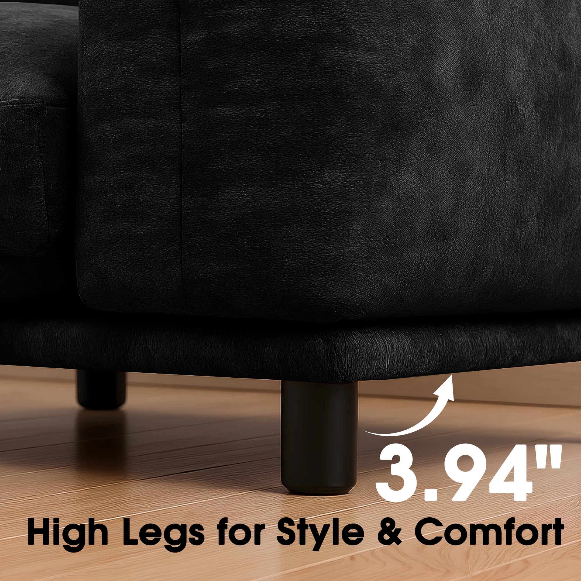 Advwin 75" Oversized Chenille Loveseat Sofa, Modern Cloud Couch with Thick Cushions for Living Room, Bedroom, Apartment, Small Spaces, Black