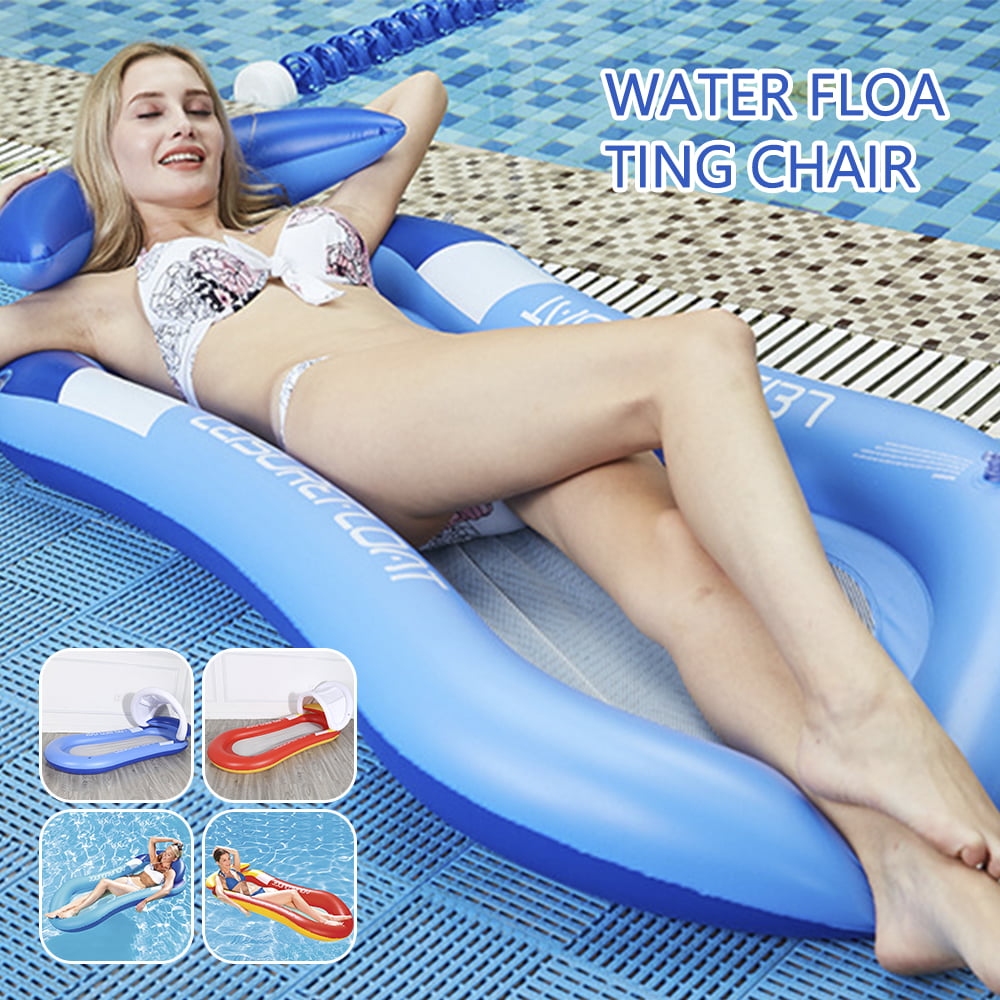 Comfort Pool Lounger Float Inflatable Pool Float Recliner and Tanner Premium Inflatable Swimming Pool Rafts Floats Hammock Inflatable Rafts Swimming Pool Air Lightweight Floating Chair Foldable Compact Portable Dual-Use for Adults and Kids
