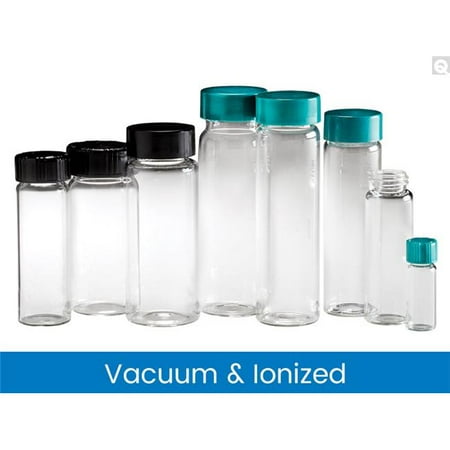 27.5 x 140 mm 15 Dram Clear Borosilicate Vial with 24-400 Green Thermoset F217 & PTFE Lined Cap, Vacuum & Ionized - Pack of 72