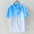 thumbnail image 2 of Outfmvch Long Sleeve Shirts for Men Summer Cool and Thin Breathable Collar Hanging Dyed Gradient Cotton Shirt Womens Tops Blue, 2 of 5