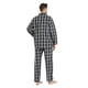 thumbnail image 2 of GLOBAL Conjunto de Pijama de Tejido Liso de Manga Larga para Hombre, Ropa de Dormir de Algodón, Ropa de Dormir Cómoda, Cuadros Negros L, 2 of 7