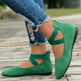 thumbnail image 3 of PLLFRLRT Ballet Flats Shoes For Women With Strap Comfortable Criss-Cross Elastic Ankle Straps Flats Shoes Round Toe Slip on Dress Flat Shoes(Green,6.5), 3 of 7