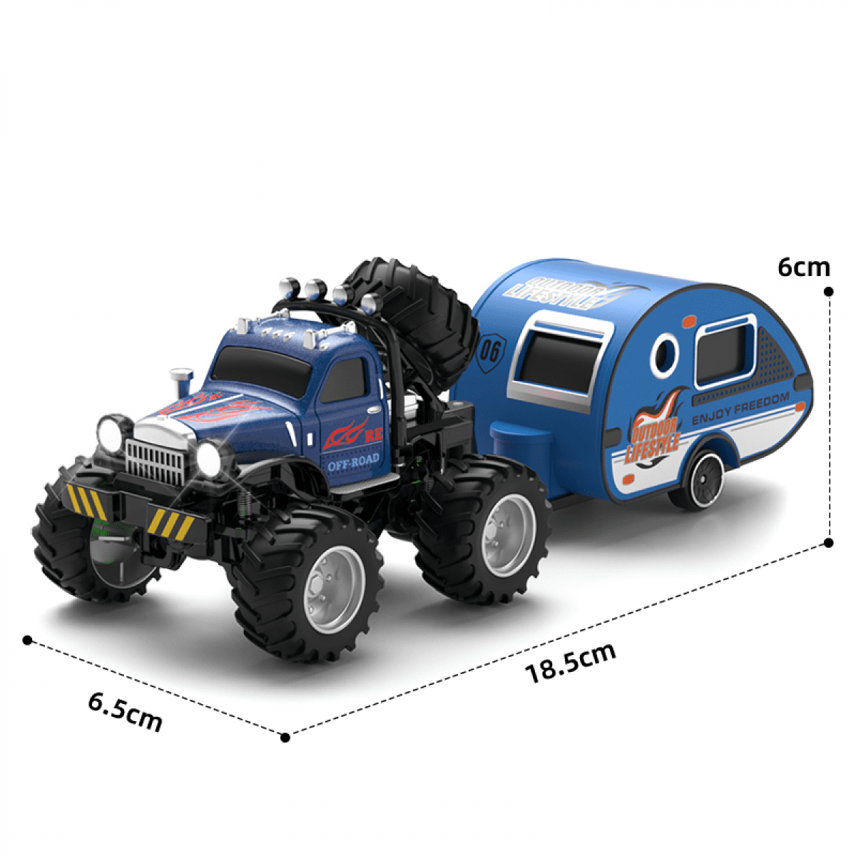 RC Truck with Trailer for Kids, 1/64 Scale Mini Remote Control Car with Lights, Alloy Shell RC Cars for Christmas Birthday Gifts(Green)