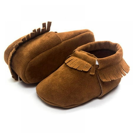 

Infant Baby Girls Boys Cozy Moccasins Slippers Tassels Suede Leather Sole Soft First Walkers Crib Shoes