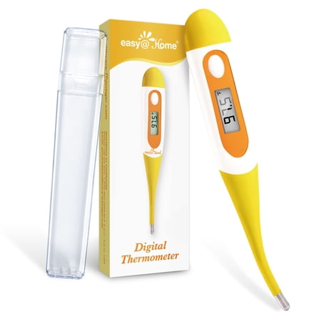 Easy Home Digital Oral and Underarm Thermometer, Fast Reading with Fever Alarm, Yellow EMT-021B