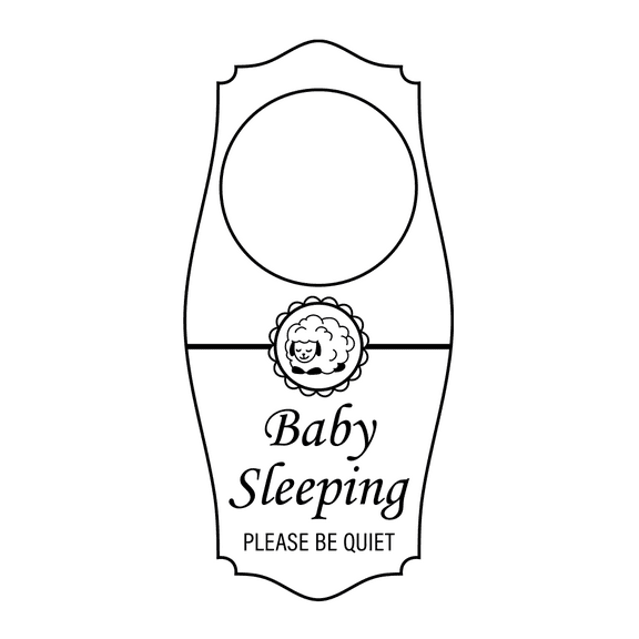 Signs ByLITA Baby Sleeping Please Be Quiet Door Hanger - White, 4" x 8"