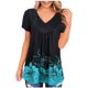 thumbnail image 1 of Camisa de manga corta con cuello en V estampada a la moda informal para mujer Fridja  hjk6159, 1 of 6