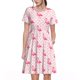 thumbnail image 1 of Easygdp Cute Flamingo with Heart para Vestido Transpirable de Mujer, Vestido Suelto de Manga Corta con Pliegues y Bolsillos para el Verano, 1 of 6