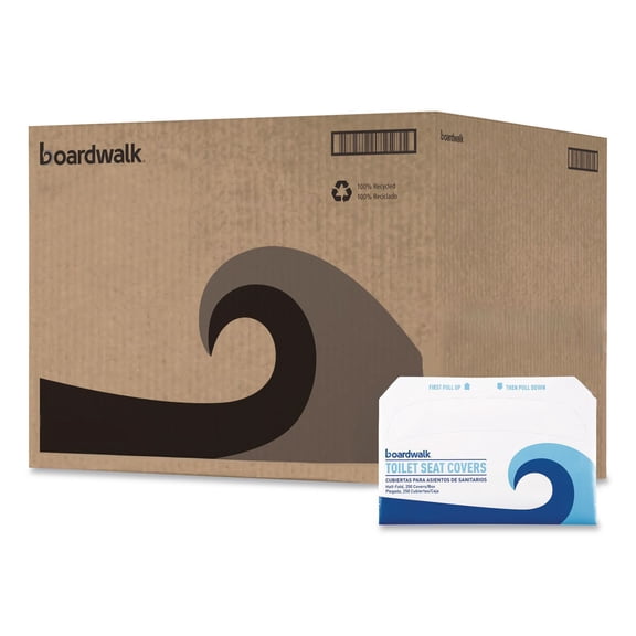 Boardwalk Premium Half-Fold Toilet Seat Covers, 14.25 x 16.5, White, 250 Covers/Sleeve, 20 Sleeves/Carton -BWKK5000B