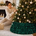 thumbnail image 6 of Sahpxhe Christmas Tree Collar, Vintage Multi Layer Ruffled Velvet Tree Base Skirt for Indoor Outdoor Home Holiday Decoration, 6 of 7