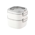 thumbnail image 4 of Caja Bento rectangular para almuerzo, recipiente para preparar comidas, tapa a prueba de fugas, para alimentos calientes o fríos. Blanco 2 niveles, 4 of 9