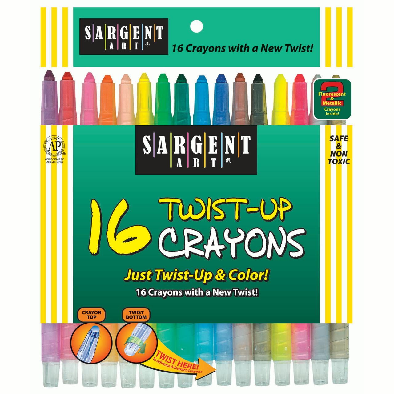 Sargent Art® Twist-Up Crayons, 16 per pack, 6 packs