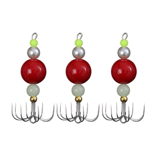 Jigs de calamar de 3 piezas Corredor de agua salada de agua salada Gear de pesca de pulpo rojo