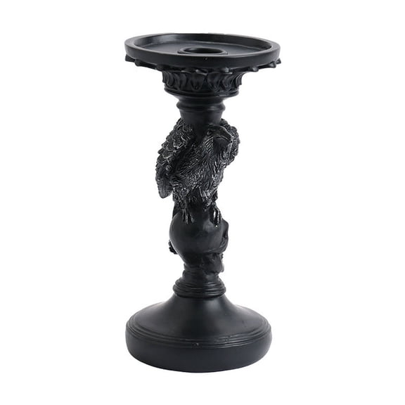 Orangide Halloween Skull Candlestick, Gothic Resin Candelabra Tabletop Decorative Candle Holder for Spooky Party Home Desktop Ornament