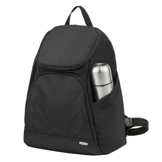 Mochila Travelon negra con correas ajustables a prueba de golpes