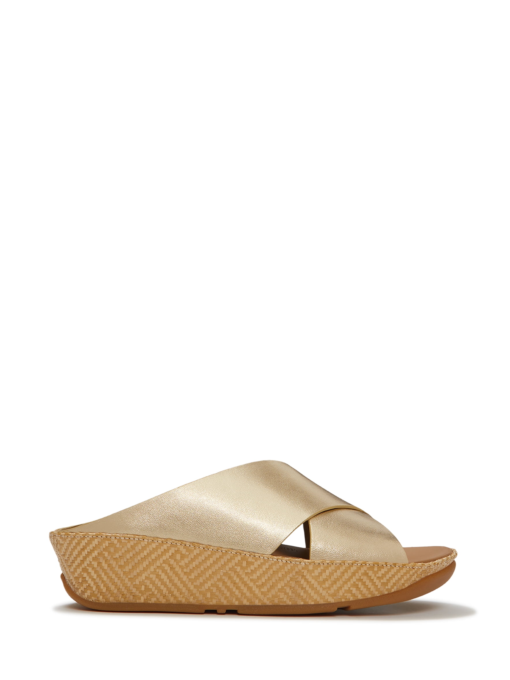 Fitflop Women's Lulu Lux Graphic-Weave Leather Cross-Strap Slide Sandals