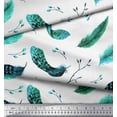thumbnail image 3 of Soimoi Green Velvet Fabric Leaves & Feather Fabric Prints By Yard 58 Inch Wide, 3 of 3