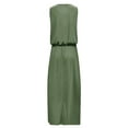thumbnail image 5 of Antinious Summer Dresses for Women,Womens Dresses for Party,Plus Size Dresses for Curvy Women Casual Sleeveless Round Neck Solid Fork Opening Beach Dress,Army Green,XXXXL, 5 of 5