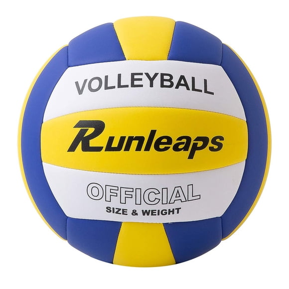 Runleaps Voleibol Impermeable Interior Exterior Voleibol para Juego de Playa Entrenamiento de Gimnasio Tamaño Oficial 5 (Azul-Amarillo-Blanco)