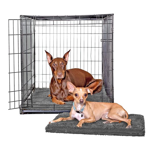 Soggy Doggy Crate Mate Dog Bed Microfiber Chenille Dog Mats Comfy Dog Mats For Sleeping & Drying Ultra-Absorbent Dog Beds & Furniture For Kennels Or Crates Gray Small