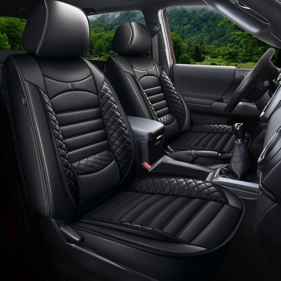 AOMSAZTO Seat Covers Fit for 2016-2023 Toyota Tacoma Truck Double Crew Cab Custom Leather Truck Seat Covers Full Set(Black,5 Seats)