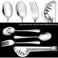 thumbnail image 3 of 4 Pieces Stainless Steel Metal Serving Utensils Set with Spoons, Slotted Spoons, Serving Forks, Fork Tongs for Party Buffet Dinner Banquet Cooking Kitchen Basics Mirror Finish Flatware, 3 of 7