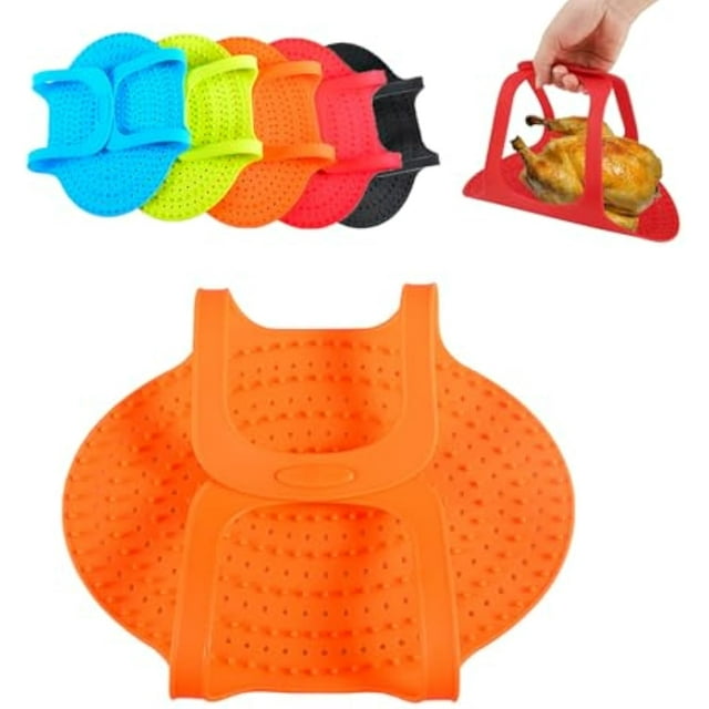 Lève-dinde en Silicone, Lève-Dinde en Silicone Résistant à la Chaleur, Lève-Dinde Réutilisable Résistant à la Chaleur Antiadhésif pour Rôtir la Dinde, Tapis de Cuisson au Four pour la Cuisine à la Maison (Orange)