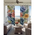 thumbnail image 6 of Spring Floral Succulents Blackout Curtains for Bedroom Living Room Darkening Curtains 90 Inch Watercolor Botanical Vintage Black Out Window Curtain Privacy Window Treatment Grommet Drapes 52"x90"x2, 6 of 9