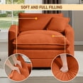 thumbnail image 3 of Muumblus 46" Accent Chair with Ottoman, Oversized Indoor Lounge Chair, Corduroy Sofa Armchair with Footstool, Orange, 3 of 10