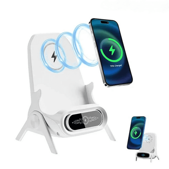 15W Wireless Charging Phone Holder for iPhone/Android Fast Charging Dock Station-White
